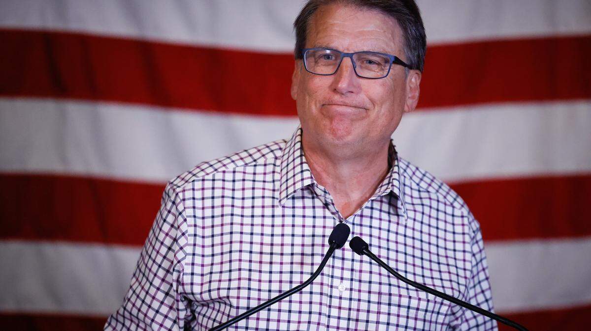 Former Gov. Pat McCrory delivers his concession speech after the primary election for U.S. Senator at Selwyn Pub in Charlotte, N.C., Tuesday, May 17, 2022.