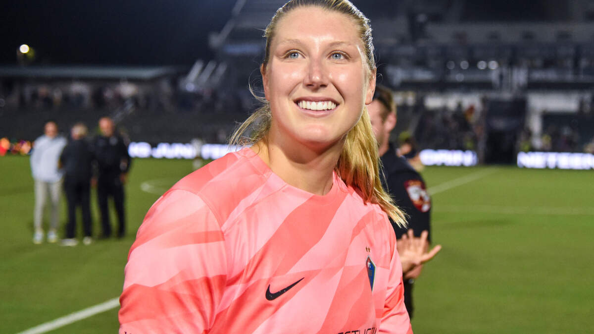 North Carolina Courage goalkeeper Casey Murphy reacts on the field after the game against the Orlando Pride at WakeMed Soccer Park.