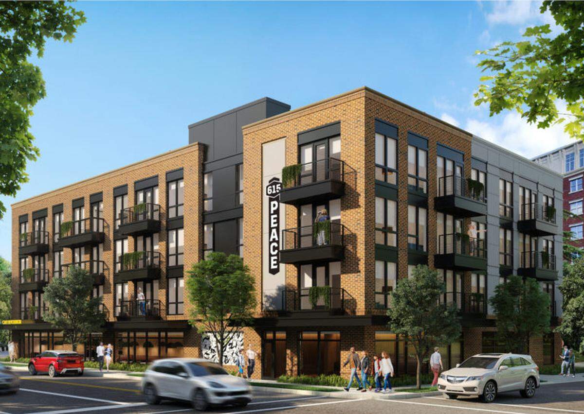 The 615 Peace Street residential building will consist of 24 condo units and 2,170 sq ft of retail space located near Glenwood South.