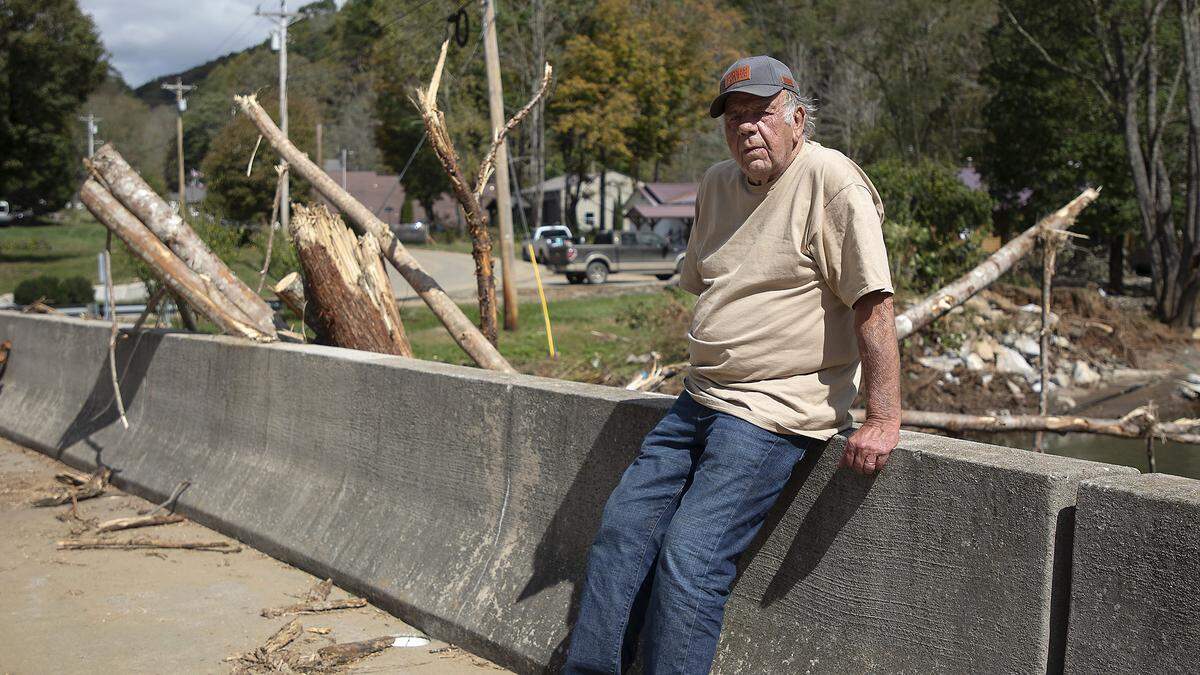 Minneapolis, N.C. resident Bob Tatum, photographed on Wednesday, Oct. 2, 2024, had lived 46 years in his riverfront house before flooding from Hurricane Helene washed it away. He found remnants from his house wedged underneath a bridge about a quarter of a mile away. 