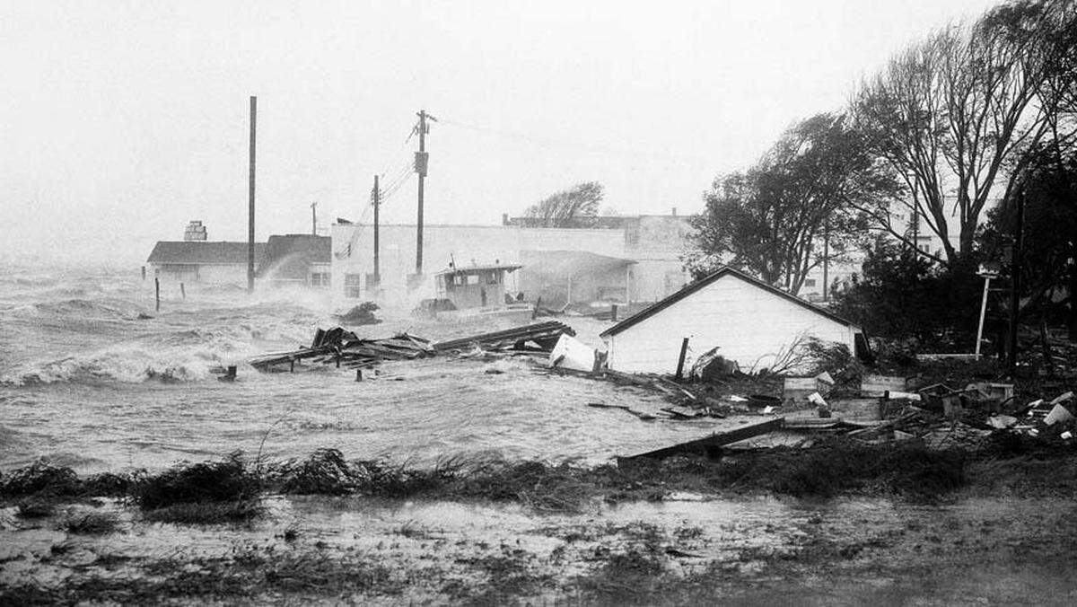 Hurricane Hazel in 1954 is the only Category 4 hurricane that has hit North Carolina. Storm surge flooded areas along the coast, including Morehead City, shown here. Hazel brought 90 mph winds as far inland as Raleigh.
