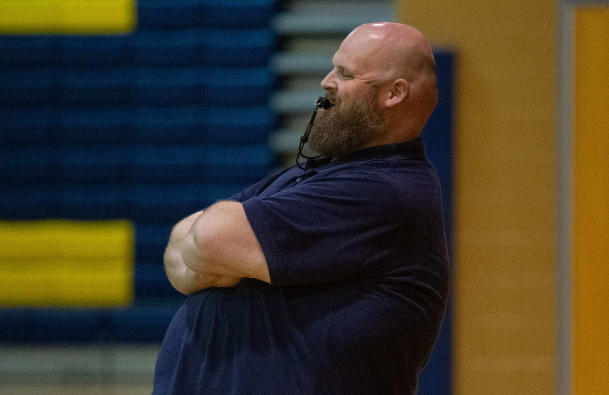 Wake Tech’s head basketball coach Adam Wainwright coaches his team during one of the last practices of the season Friday, March 15, 2019 at Wake Tech Community College’s Southern Campus. Wake Tech is one of 16 teams that earned the chance to compete in the 2018-19 NJCAA Division II Men’s Basketball Championship in Danville, Illinois.