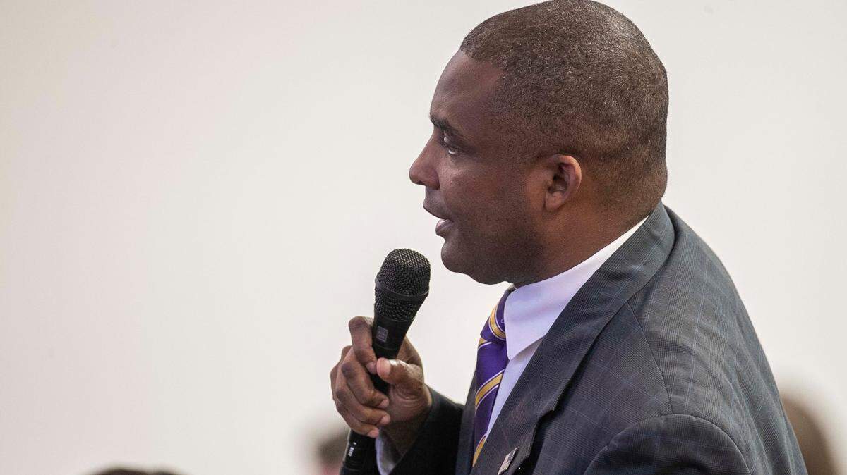 Then-Sen. Don Davis speaks during the state Senate session on Nov. 17, 2021 in Raleigh.