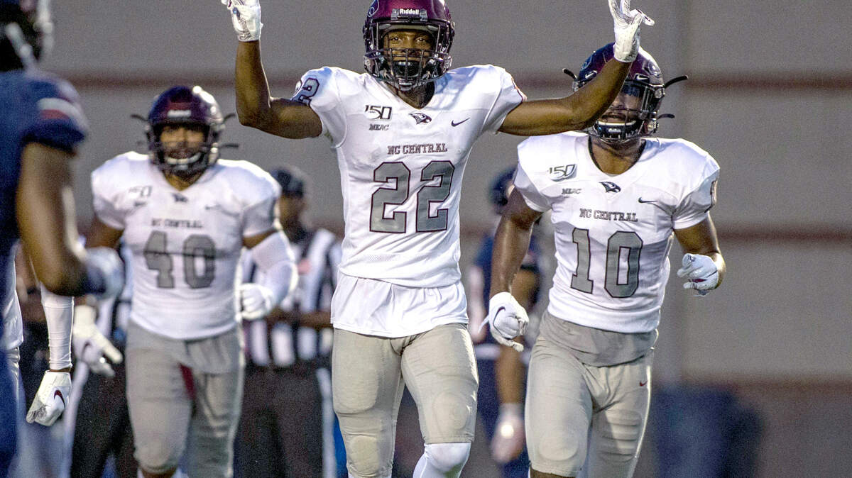 North Carolina Central cornerback Bryan Mills (22) was First-Team All-MEAC and led the conference with five interceptions. He was invited to the Reese’s Senior Bowl and made a name for himself during the week competing versus the top players in college football. “Because you’re from a small school doesn’t mean you can’t ball at the highest level,” Mills said.