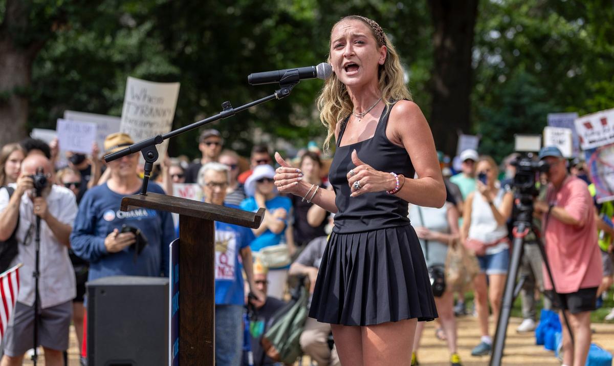 Anderson Clayton, chair of the NC Democratic Party, address the ‘No Kings’ rally at the North Carolina State Capital on Saturday, June 14, 2025 in Raleigh, N.C.