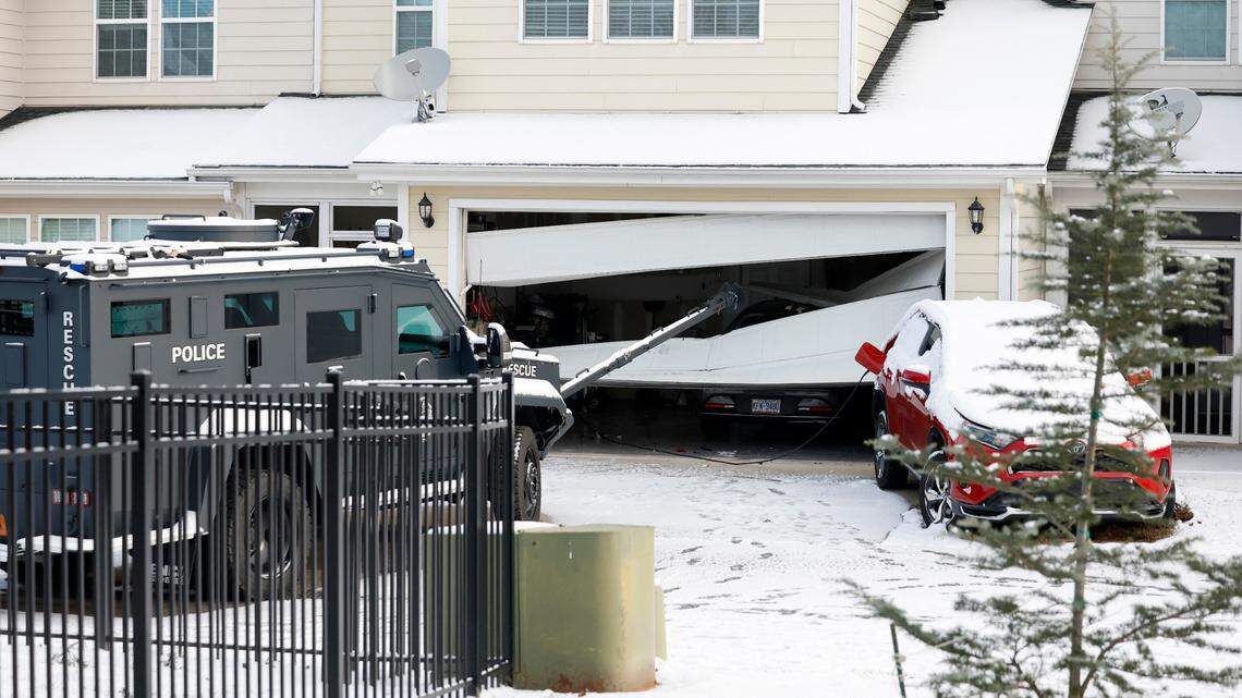 The scene behind a home on Democracy Street in Raleigh, N.C., as seen on Wednesday morning, Jan. 22, 2025.