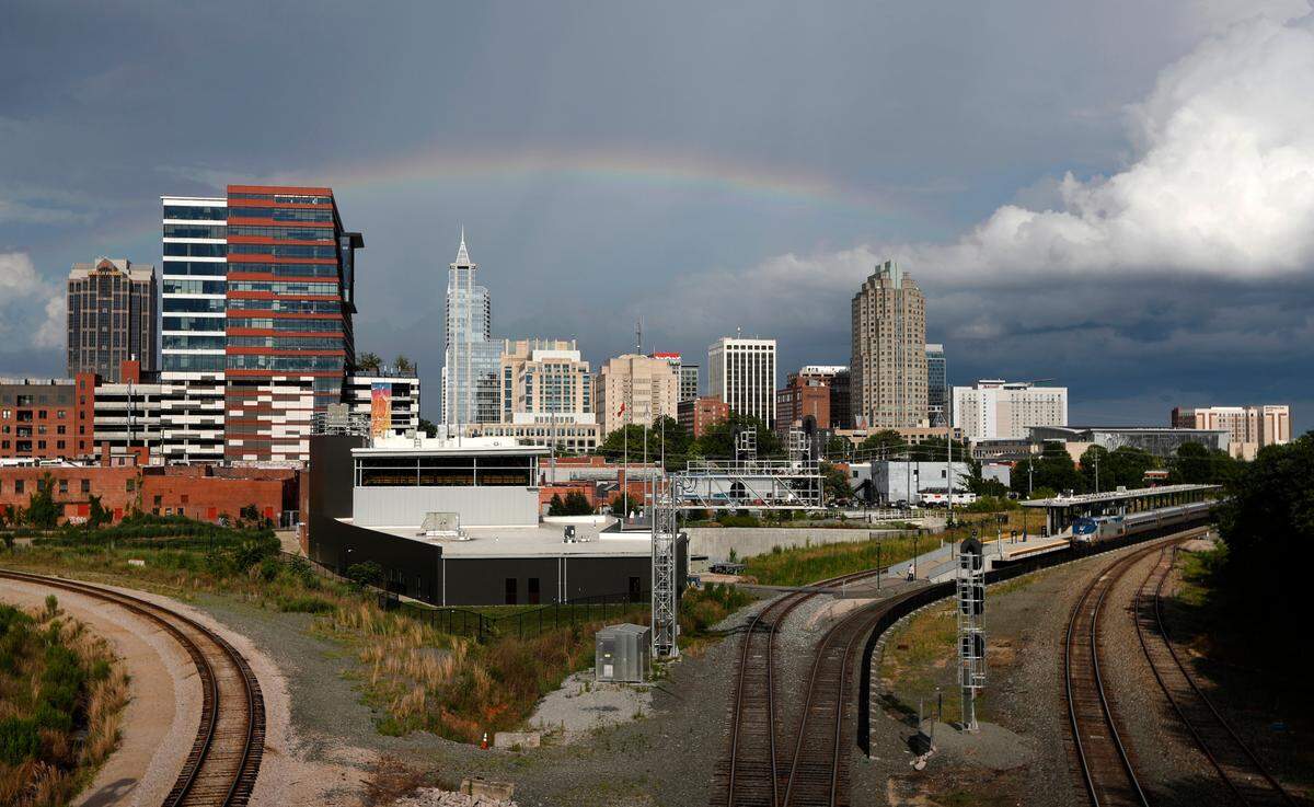 Downtown Raleigh as seen from the Boylan Avenue bridge Tuesday, June 8, 2021.