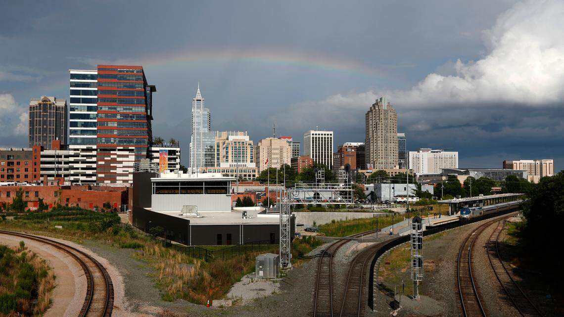 Downtown Raleigh as seen from the Boylan Avenue bridge Tuesday, June 8, 2021.