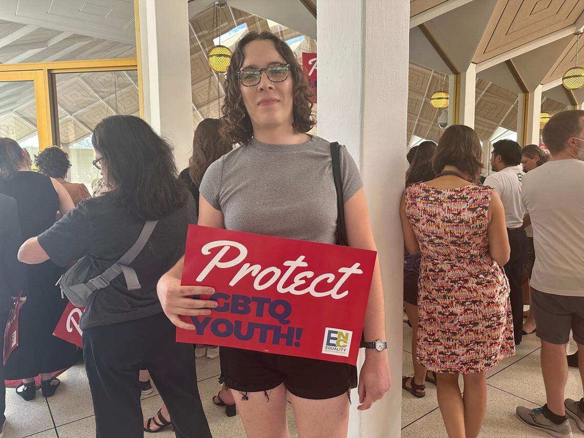 Hazel Havens stands outside the North Carolina House of Representatives gallery during debate on Aug. 16, 2023, in Raleigh, North Carolina.