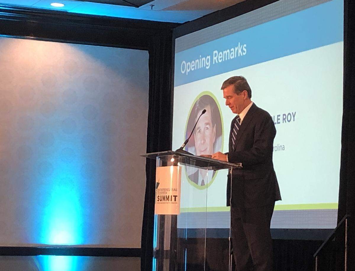 North Carolina Gov. Roy Cooper at the NC IDEA Ecoystem Summit in Raleigh on Nov. 19, 2019.