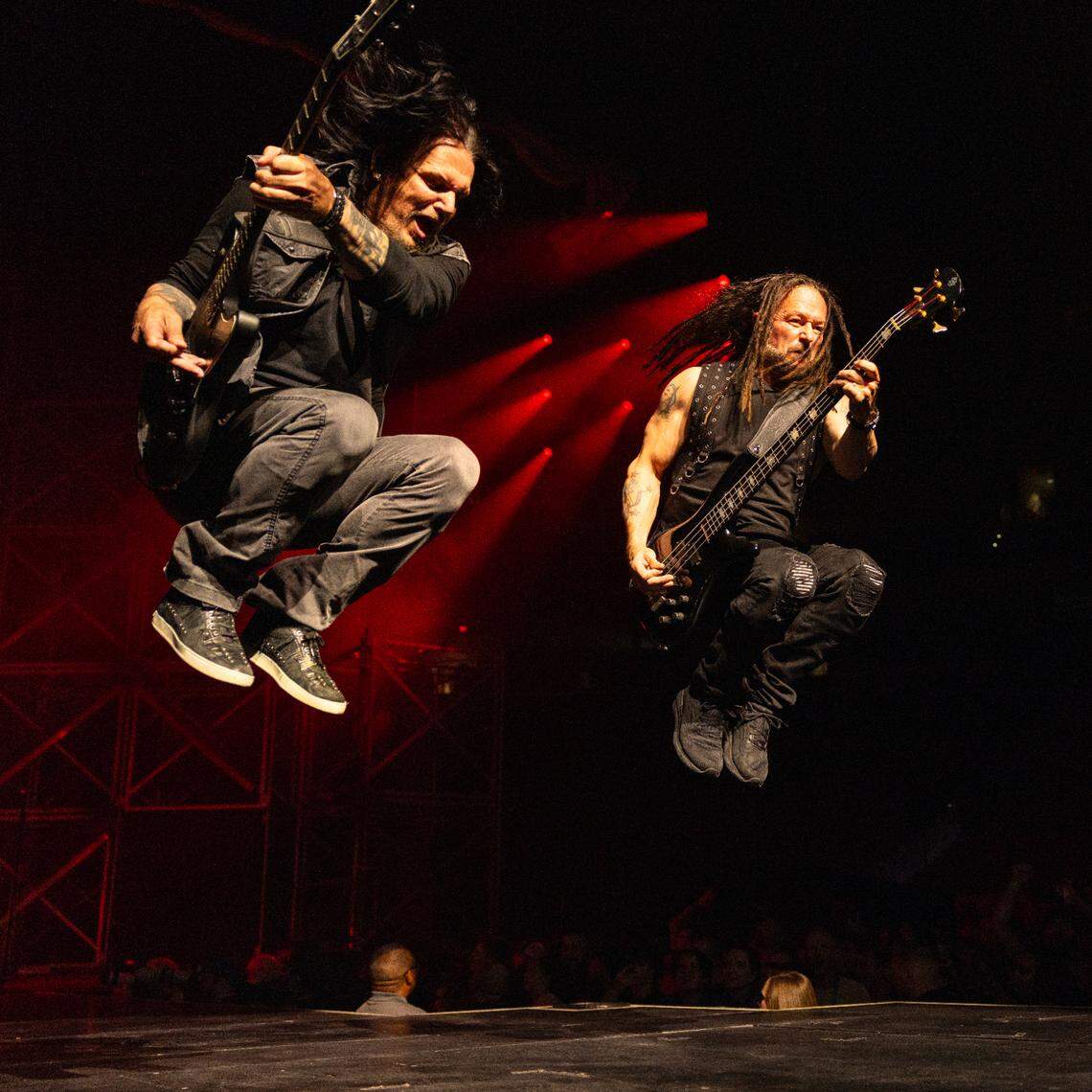 Dark metal band Disturbed in concert at Raleigh, N.C.’s Lenovo Center, April 14, 2025.