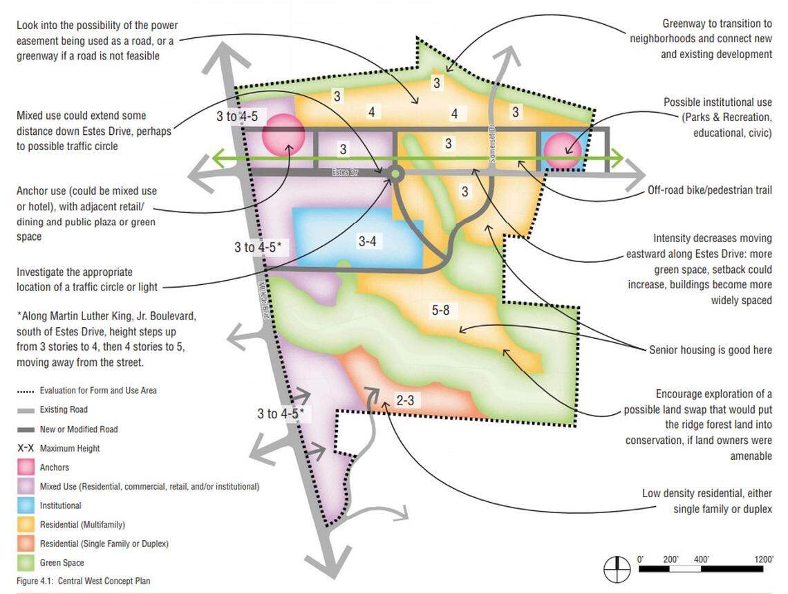 This map was created as part of the community-driven Central West small-area planning process.