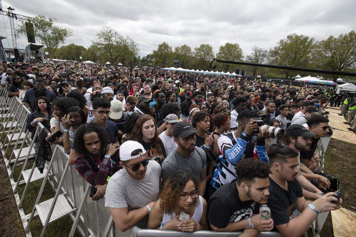 Part of the early crowd at the Dreamville Music Festival at Raleigh, N.C.’s Dix Park Saturday, April 6, 2019.