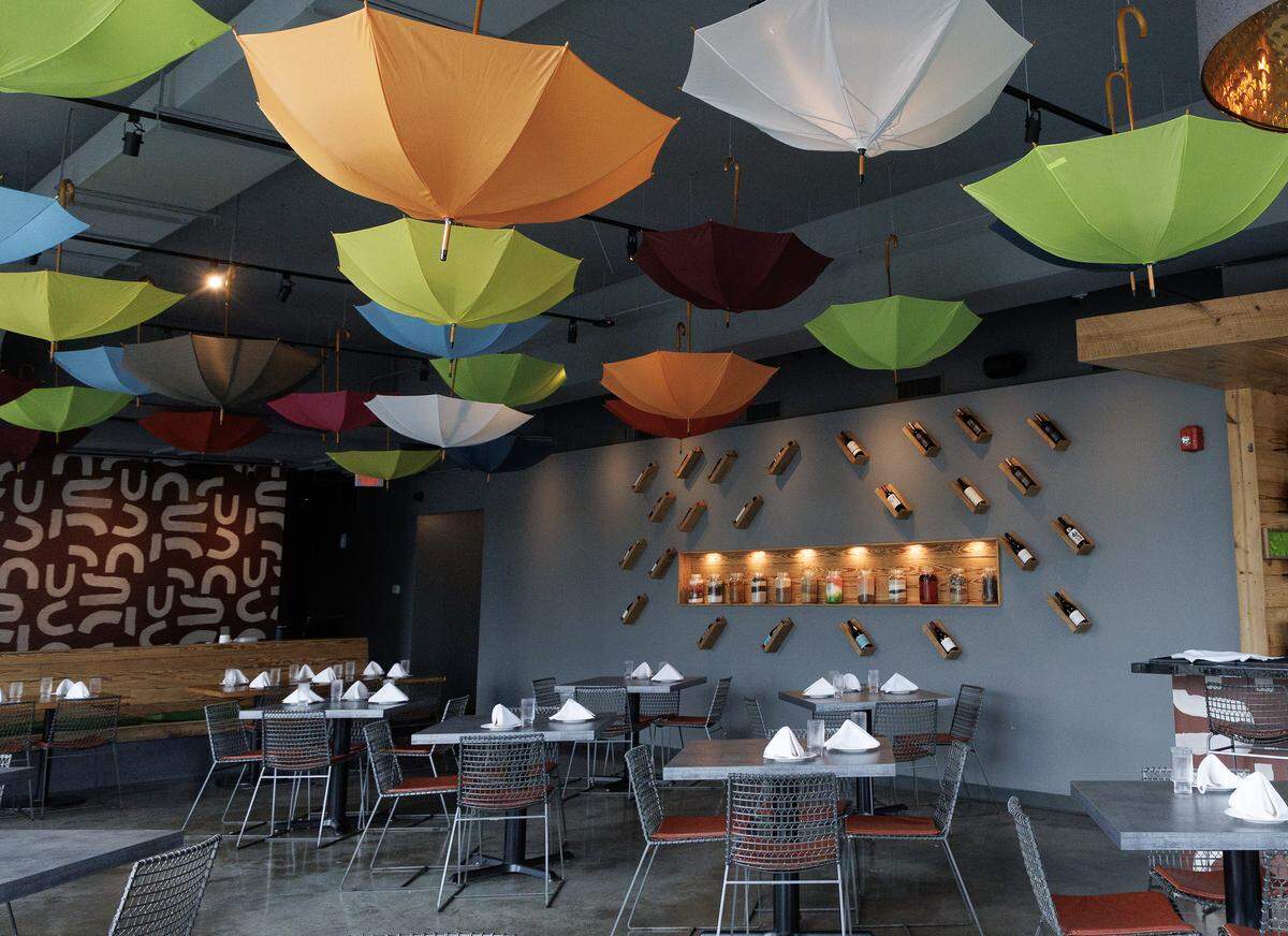 The dining room is pictured at Barsa on Thursday, Sept. 25, 2025, in Durham, N.C.