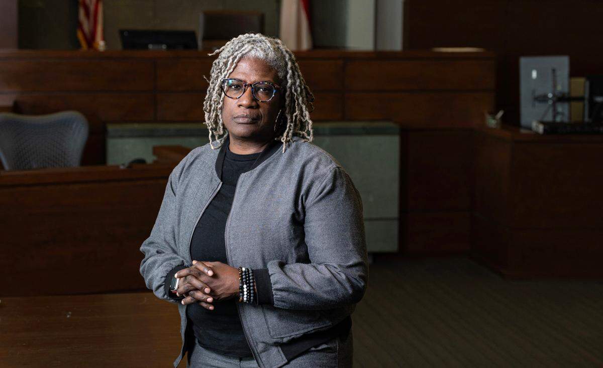 Durham County District Attorney Satana Deberry poses in the Durham County Courthouse Wednesday, March 19, 2025.