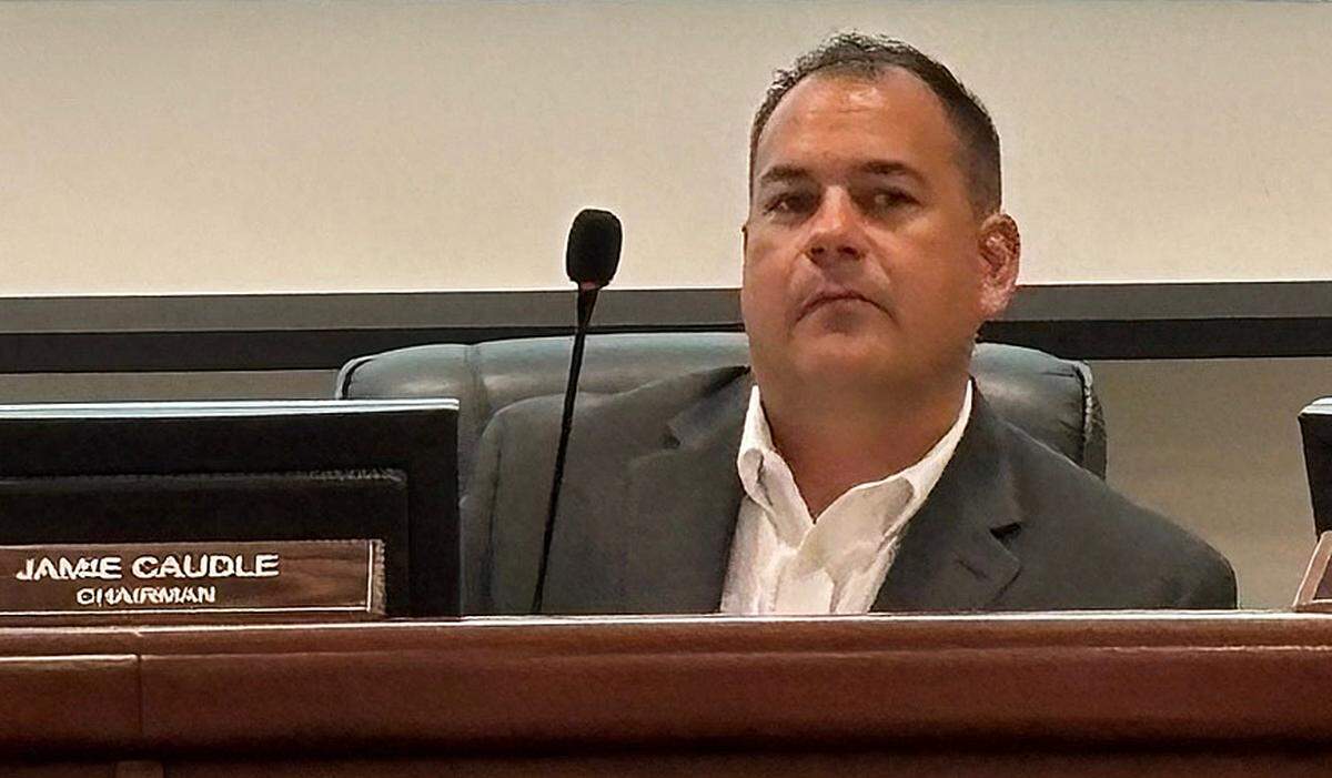 Anson County Commissioner Jamie Caudle at an April board of commissioners meeting.