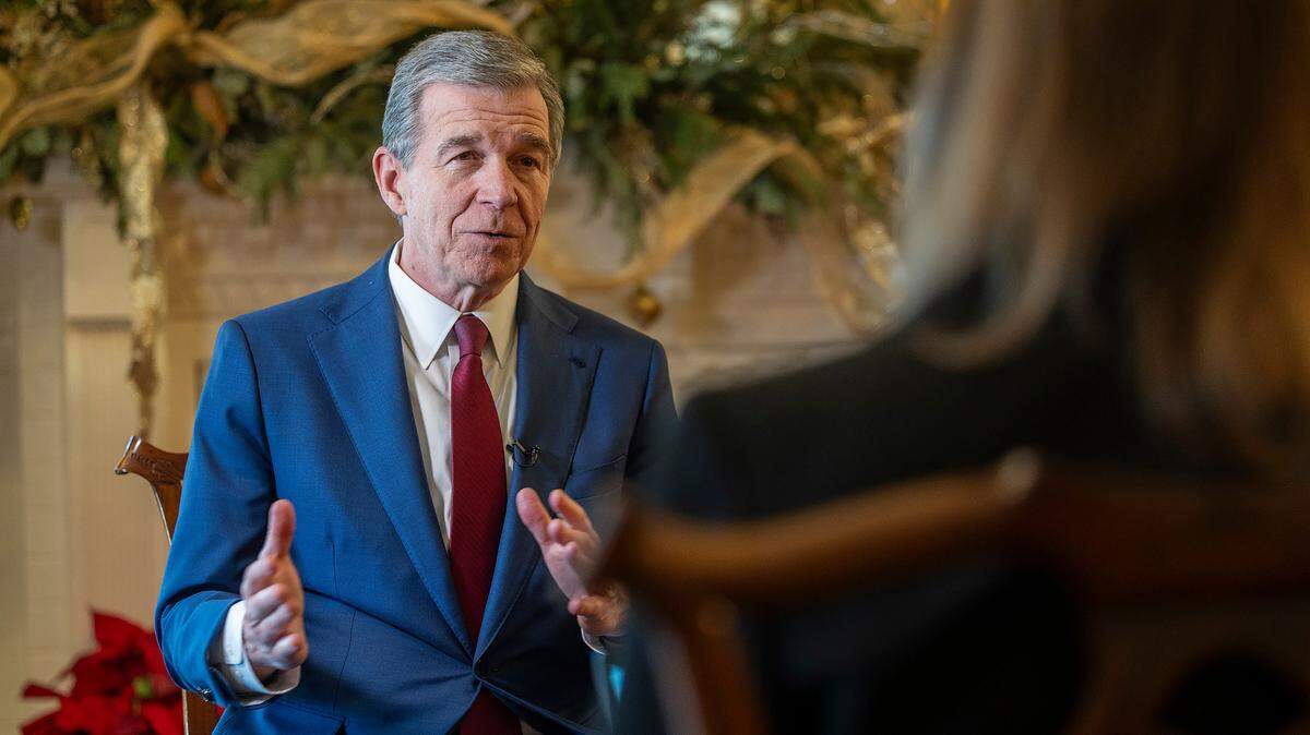 Gov. Roy Cooper is interviewed by The News & Observer at the Executive Mansion Tuesday, Dec. 9, 2023.