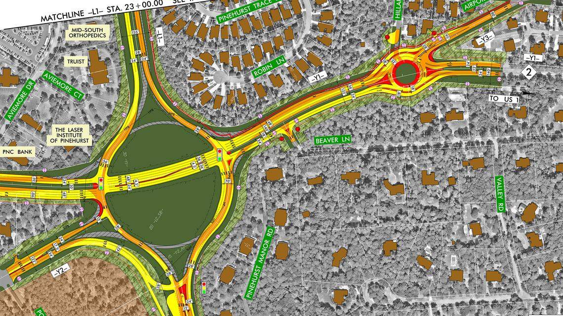 The N.C. Department of Transportation’s plans for the Pinehurst Traffic Circle retains some of the circle but adds a new road crossing through it. NCDOT will present the plan at a public open house on Tuesday, Oct. 28, 2025, in Pinehurst.