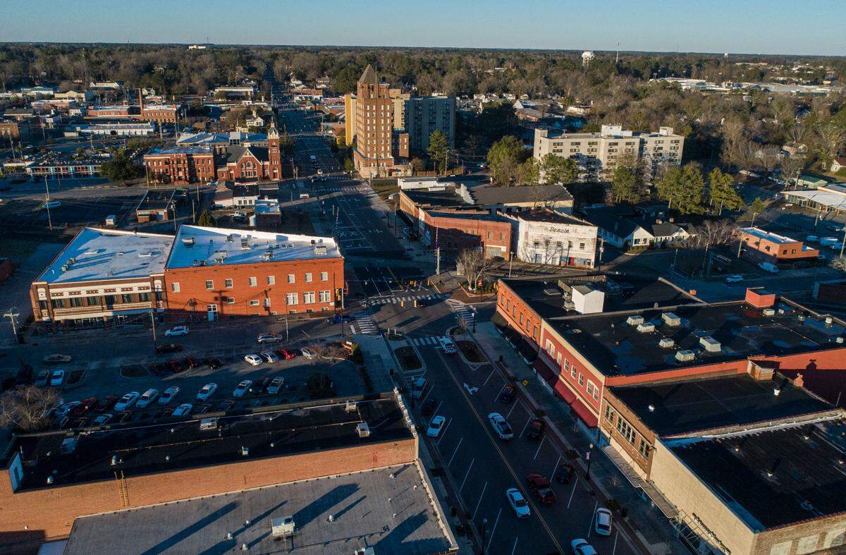 Downtown Kinston, N.C., pictured here on Jan. 7, 2022, has seen economic decline for years.