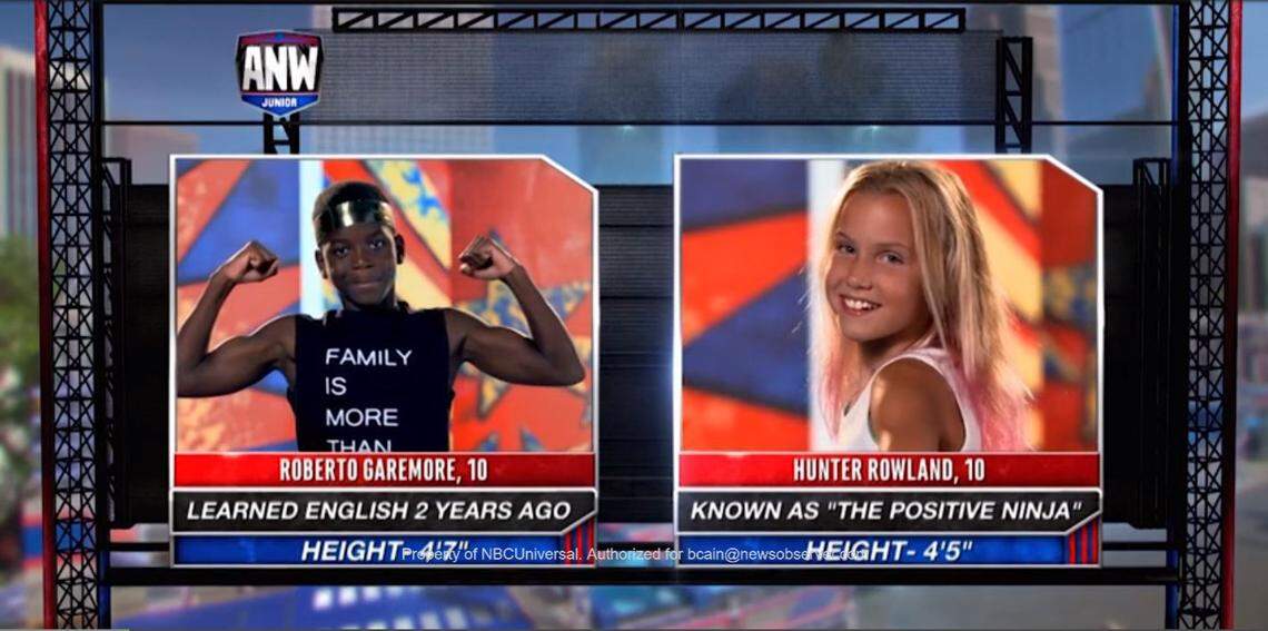 Raleigh’s Hunter Rowland, right, will compete against Roberto Garemore, left, in the “American Ninja Warrior” opener.