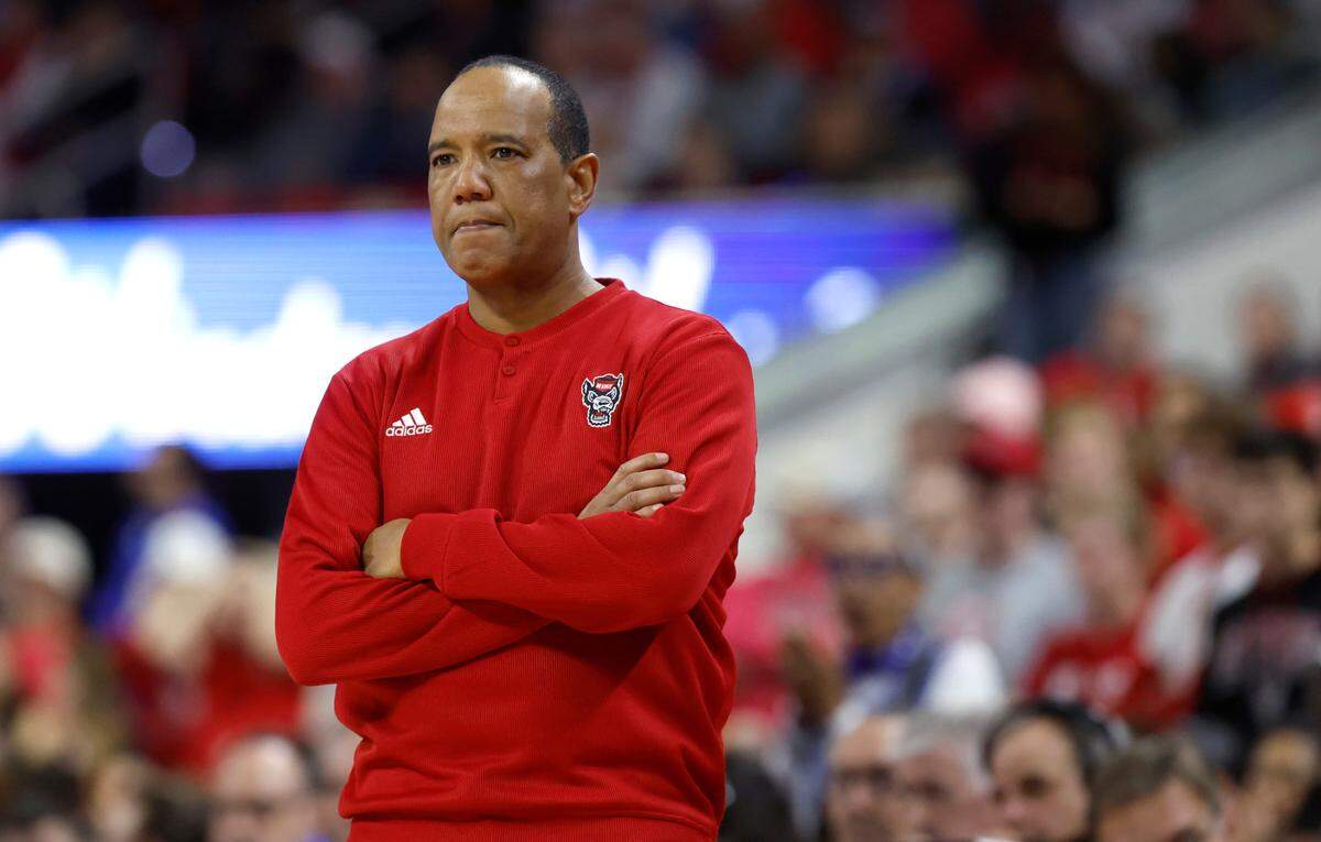 N.C. State head coach Kevin Keatts watches during the second half of Duke’s 79-64 victory over N.C. State at PNC Arena in Raleigh, N.C., Monday, March 4, 2024.