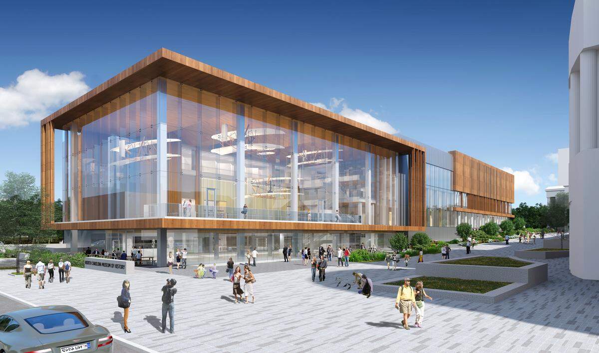 An artist’s rendition of the new NC Museum of History, which opens in fall of 2028 after an extensive renovation.