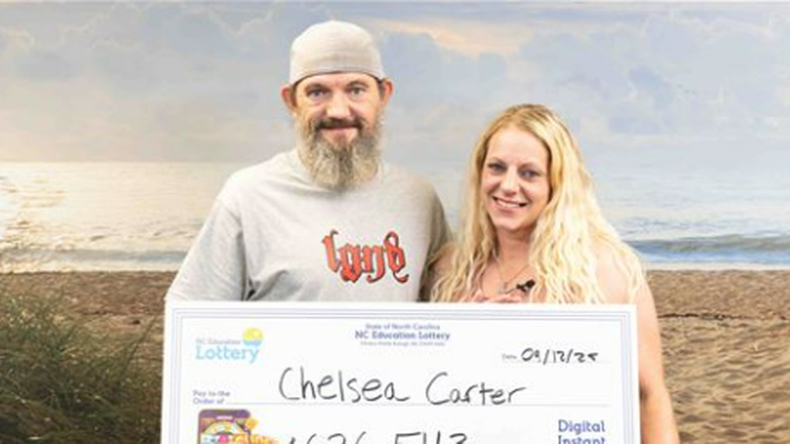 Chelsea Carter was playing a digital Monopoly game in the North Carolina Education Lottery when she won the jackpot at 2 am, lottery officials said.
