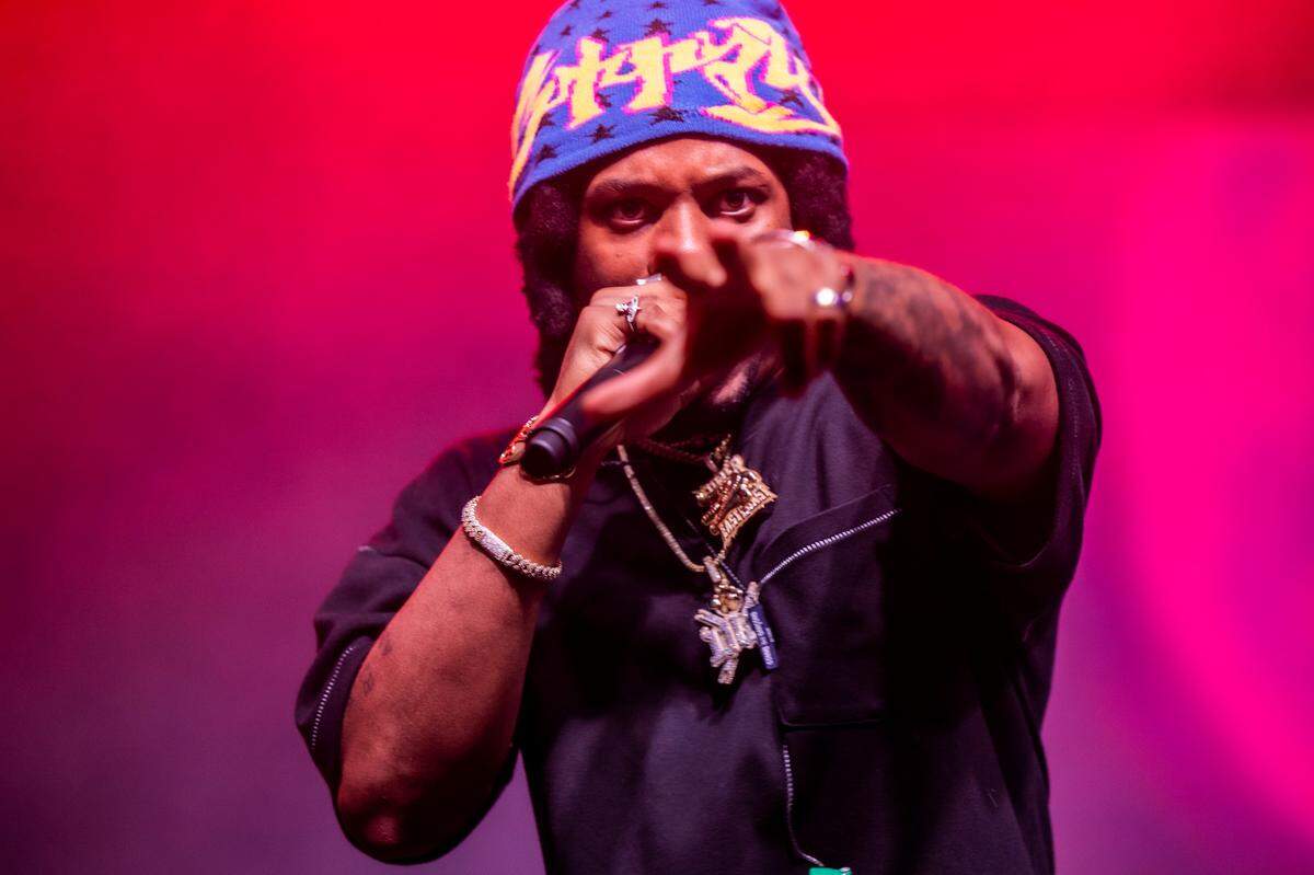 Denzel Curry performs Day 2 of the Hopscotch Music Festival Friday, Sept. 8 2023 at City Plaza in Raleigh.