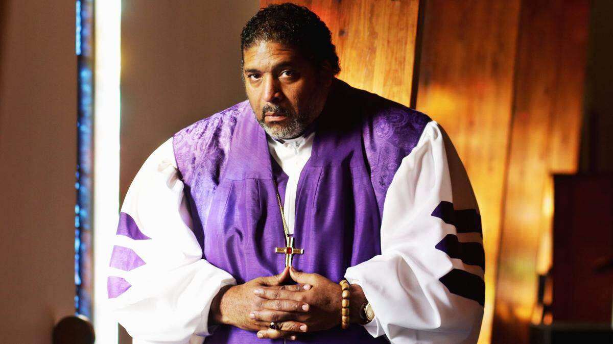 Rev. Dr. William J. Barber II before the service at his Goldsboro church, Greenleaf Christian Church, Sunday, Nov. 18, 2018.