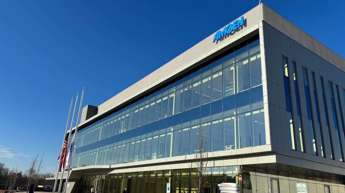 Amgen opened its drug substance production plant in Holly Springs, NC on Jan. 24, 2025.