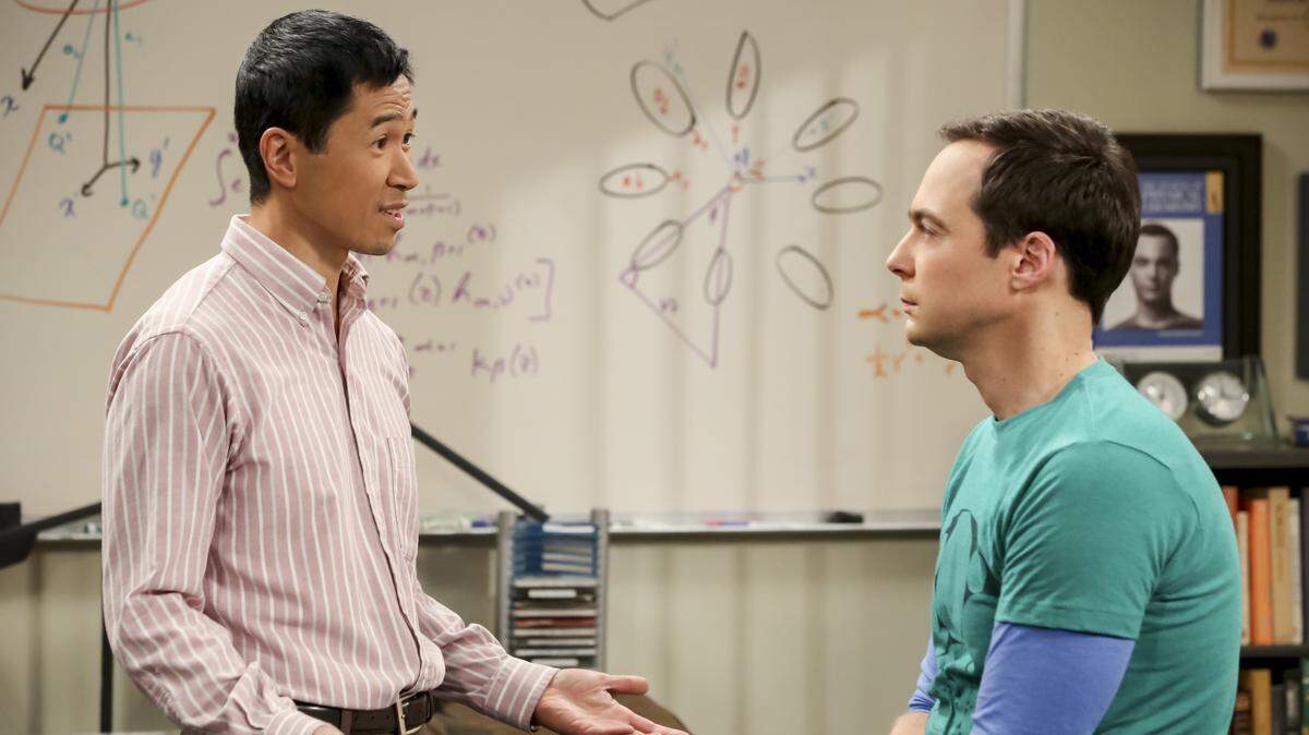 Tam (Robert Wu, left) and Sheldon Cooper (Jim Parsons) in CBS’ ”Big Bang Theory.”