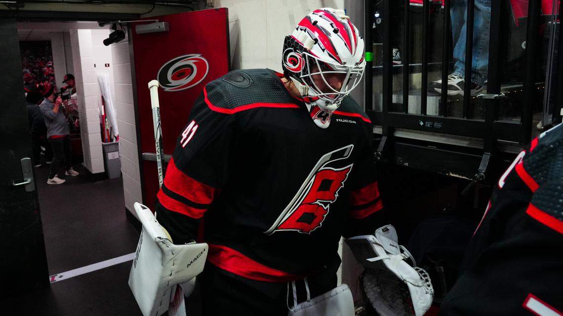 Carolina Hurricanes goalie Spencer Martin (41) won his first three starts with the team after being claimed on waivers.