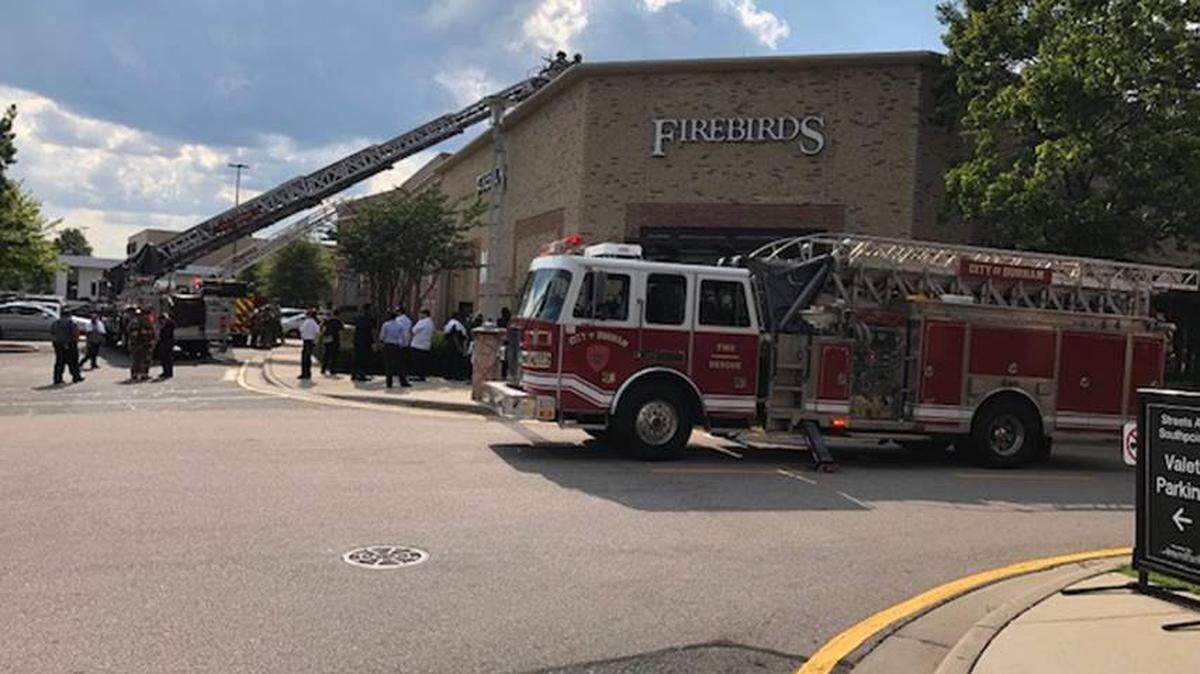 Durham firefighters responded to a fire alarm at The Street at Southpoint mall late Saturday afternoon.