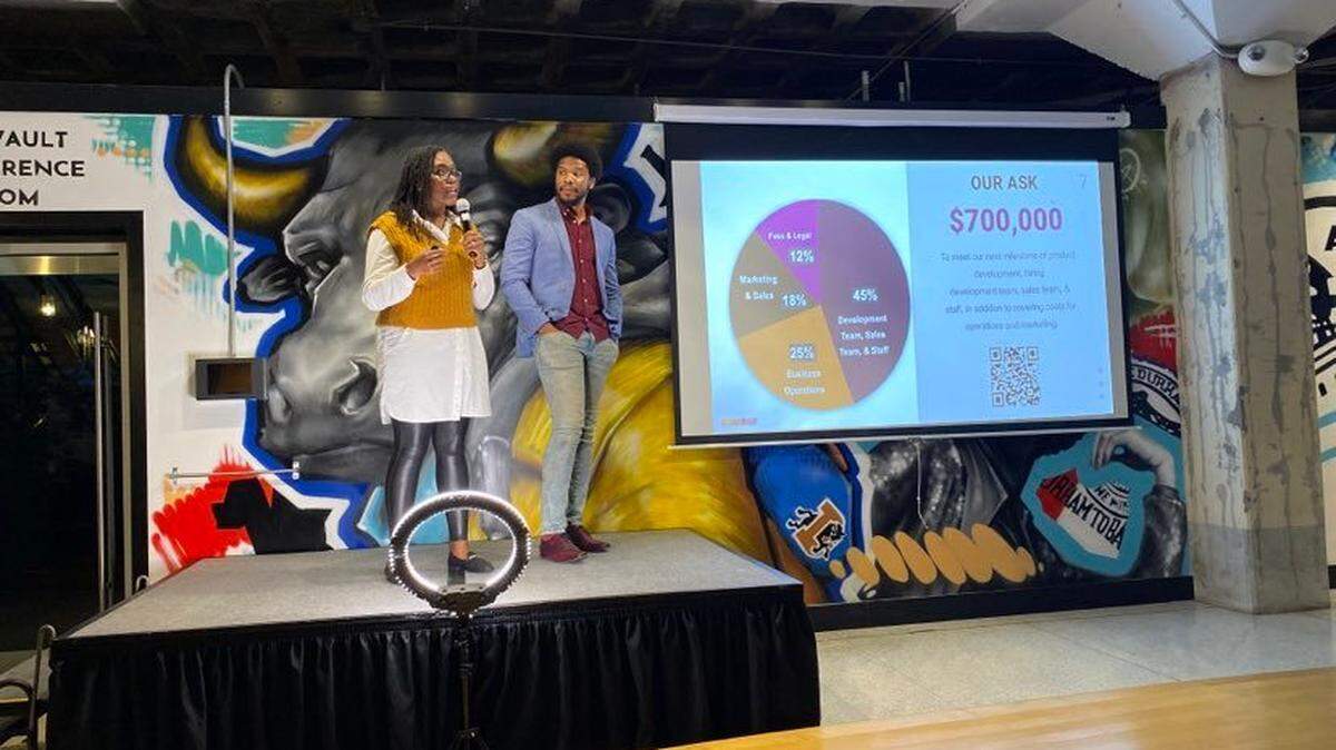 Darius and Courtney Pettway presented their digital platform, Kidvestors, during the Black Founders Exchange final pitch.