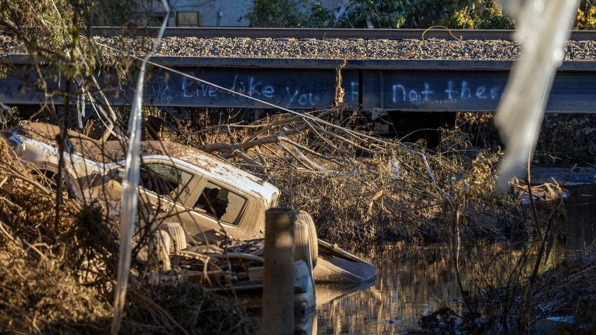 A scene from Biltmore Village in Asheville on Wednesday, Oct. 2, 2024. The area received extensive damage from flooding of the Swannanoa River after the remnants of Hurricane Helene caused torrential rainfall in Western North Carolina.