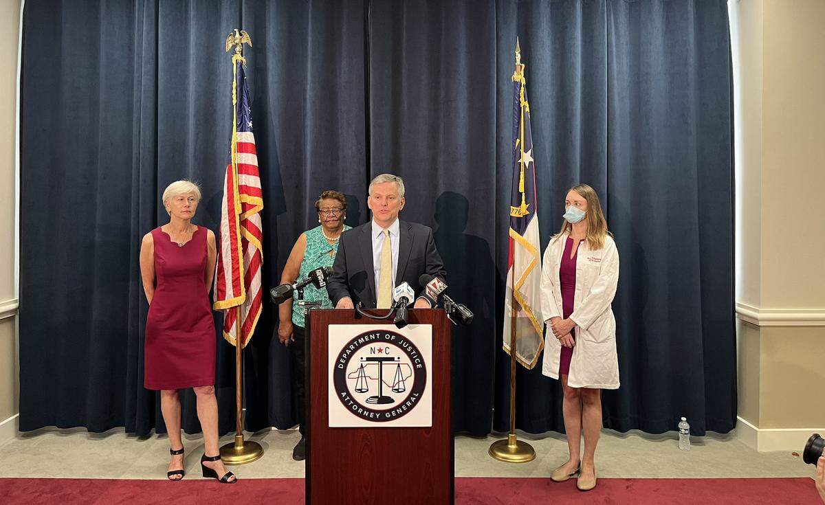 North Carolina Attorney General Josh Stein talks about abortion access in the state during a press conference at the N.C. Department of Justice in Raleigh on Wednesday, August 3, 2022.
