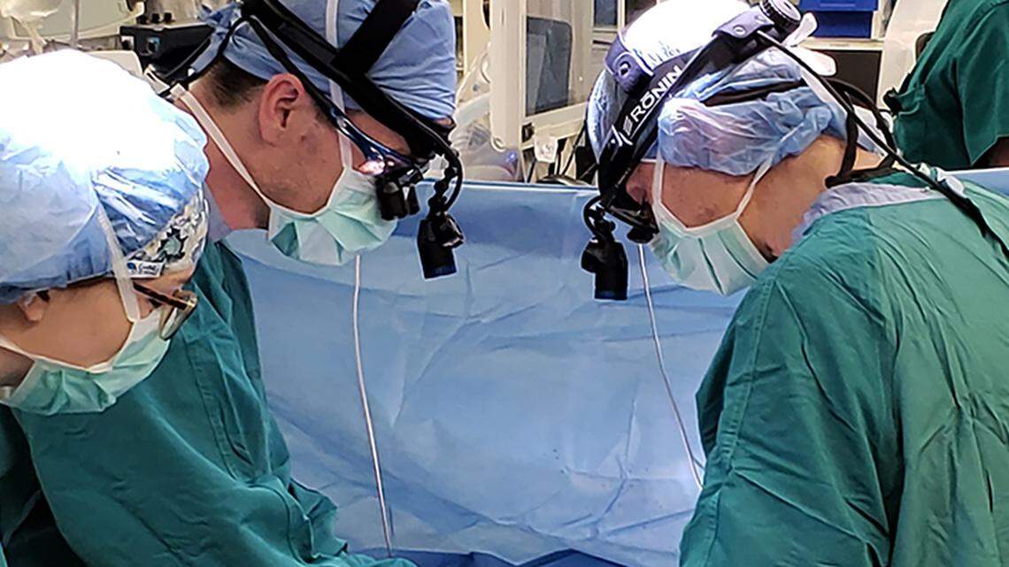 Doctors at Duke University performing an adult heart transplant through a process known as donation after circulatory death, or DCD, on Sunday, Dec. 1, 2019