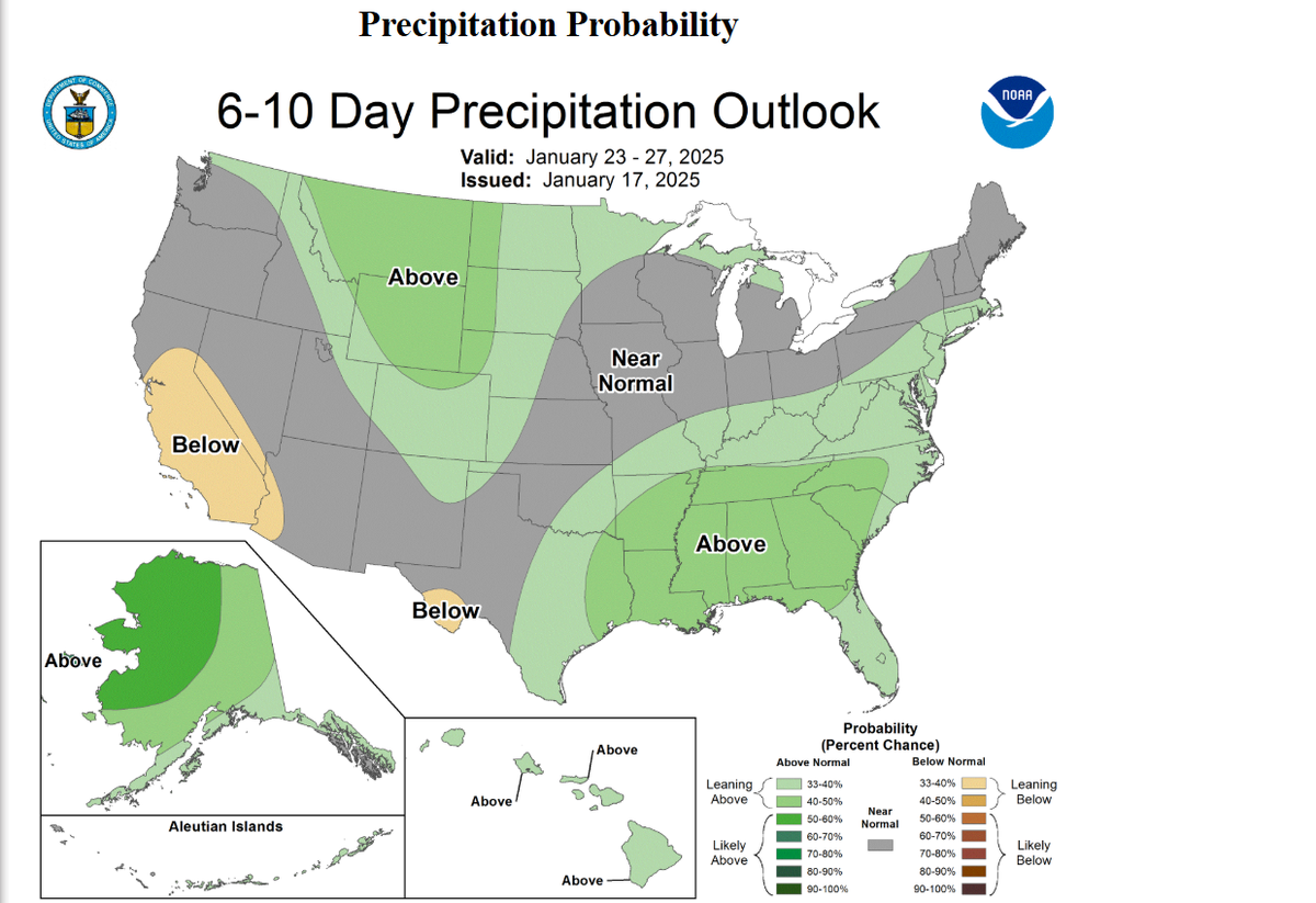 The 6-10 day Precipitation Outlook from the National Weather Service.