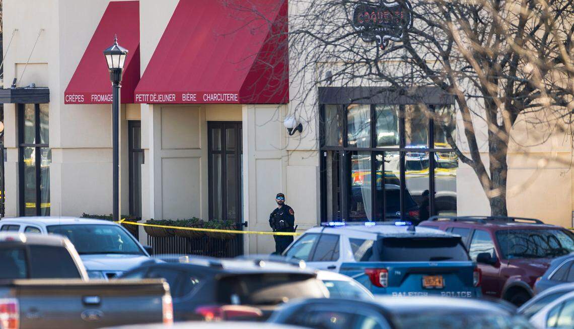Raleigh Police investigate a deadly shooting at the Coquette Brasserie restaurant in N. Hills on Friday, January 17, 2025 in Raleigh, N.C.