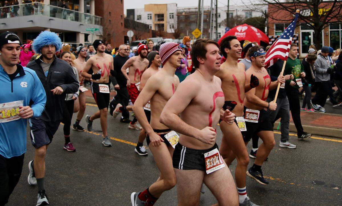Several students from N.C. State participate in the Krispy Kreme Challenge race in Raleigh, N.C. on February 1, 2020.