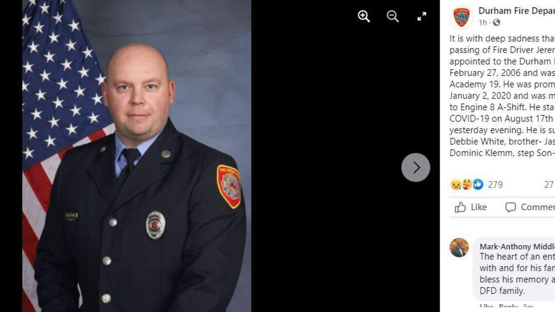 Durham firefighter dies after battling COVID for more than a month