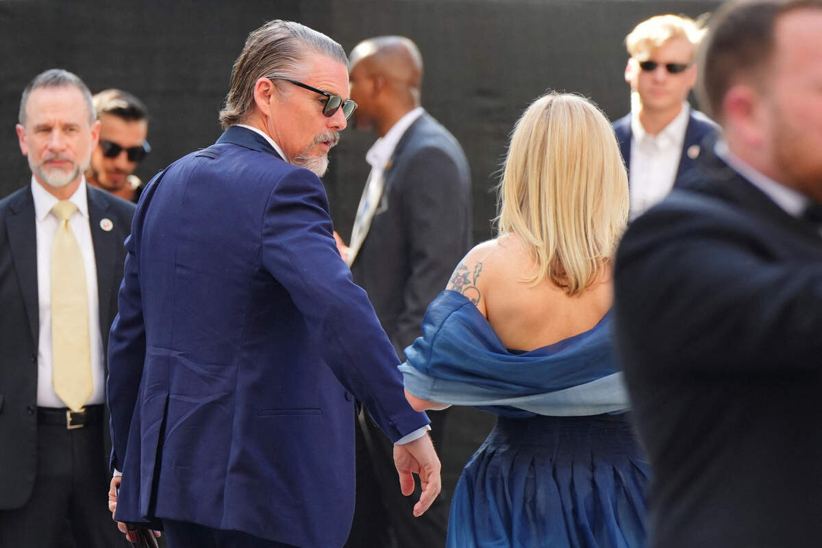 Ethan Hawke and Ryan Hawke arrive at Madison Square Garden, the venue for the reported wedding celebrations of singer Taylor Swift and National Football League (NFL) player Travis Kelce, in New York, U.S., July 3, 2026.  REUTERS/Angelina Katsanis