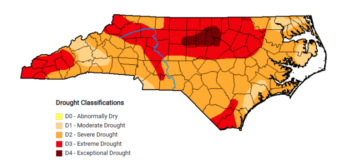 Parts of the Triangle are in exceptional drought, according to a North Carolina Drought Management Advisory Council.