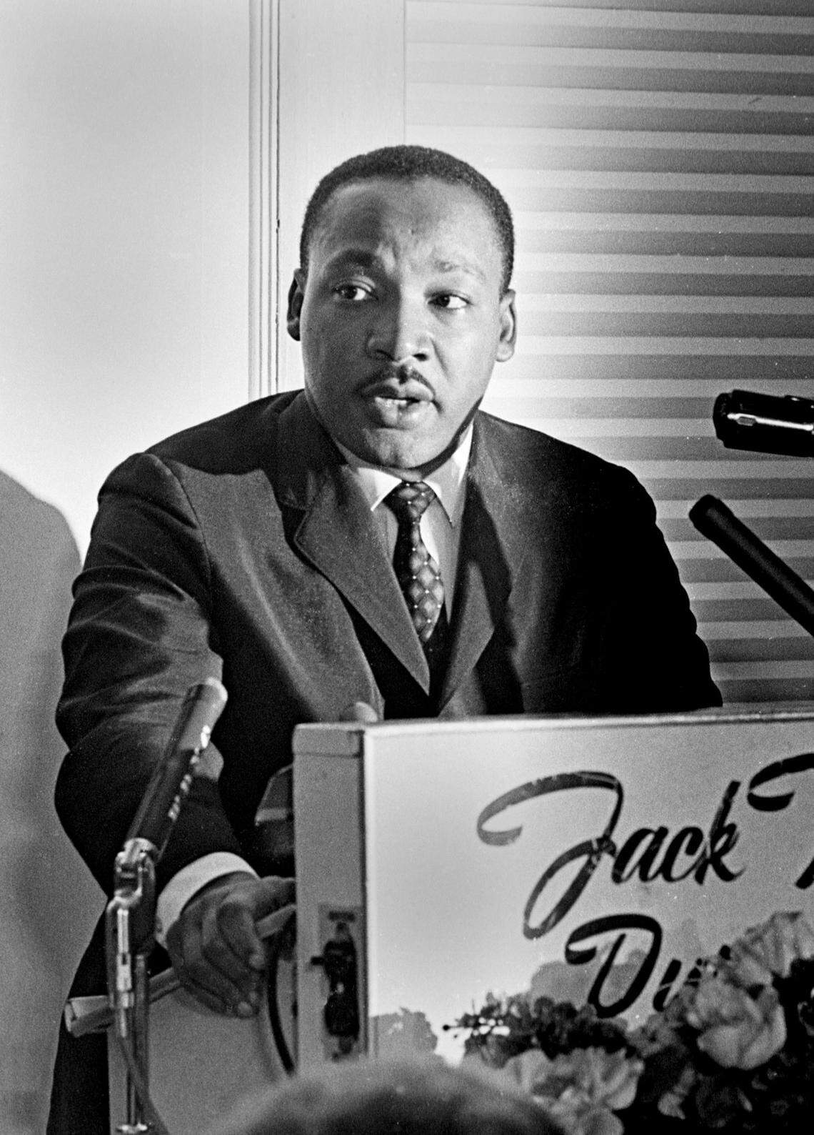 (File Photo)Dr. Martin Luther King, Jr. speaks to the Southern Political Science Association, meeting at the old Jack Tar Hotel in downtown Durham on November 13, 1964,