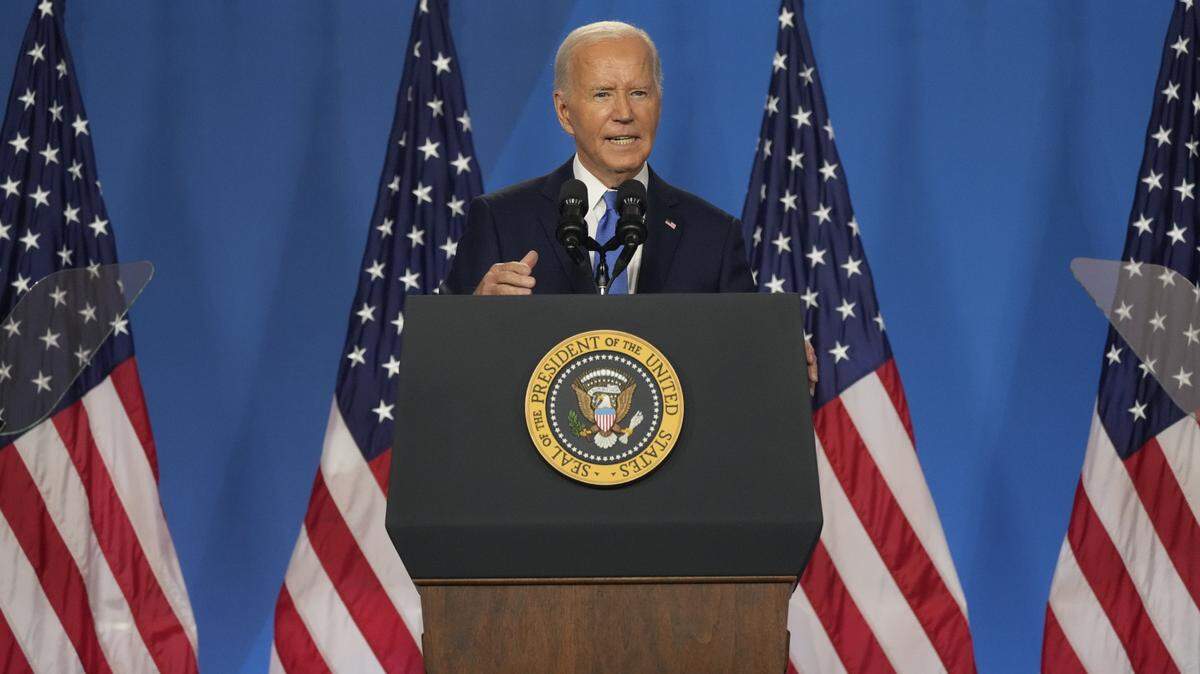 President Joe Biden speaks during a press conference July 11, 2024 following the North Atlantic Treaty Organization (NATO) Summit at the Walter E. Washington Convention Center in Washington, D.C.