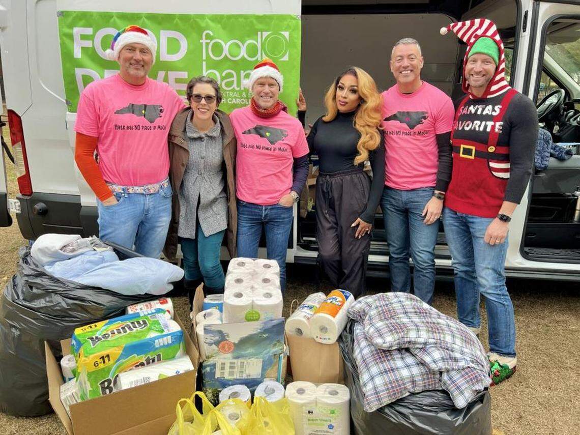 Sandhills Pride volunteers participated in the The Moore Unity Drive not long after the substations were damaged. That included, from left, Michael Edwards, Jules Latham, John Zopatti, Naomi Dix, Ethan Floyd and Andrew Stetson.