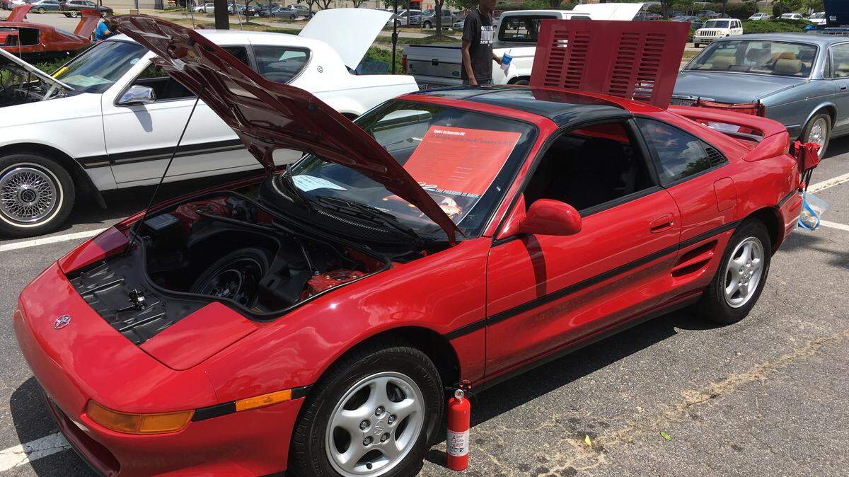 David Allen’s 1991 Toyota MR2, seen here at last weekend’s Antique Automobile Club of America show at Capital Crossing Shopping Center, would qualify for an “antique auto” license plate under a provision in the state budget approved by the House last week.