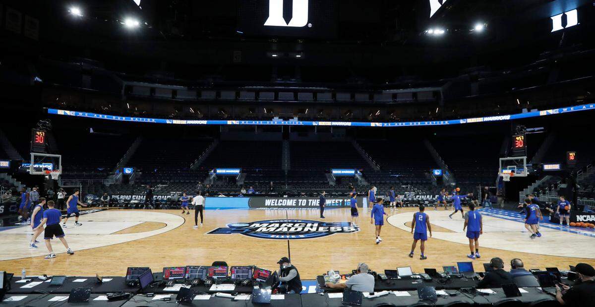 The Blue Devils’ practice at the Chase Center in San Francisco, Calif. Wednesday, March 23, 2022. Duke plays Texas Tech in the Sweet 16 Thursday.