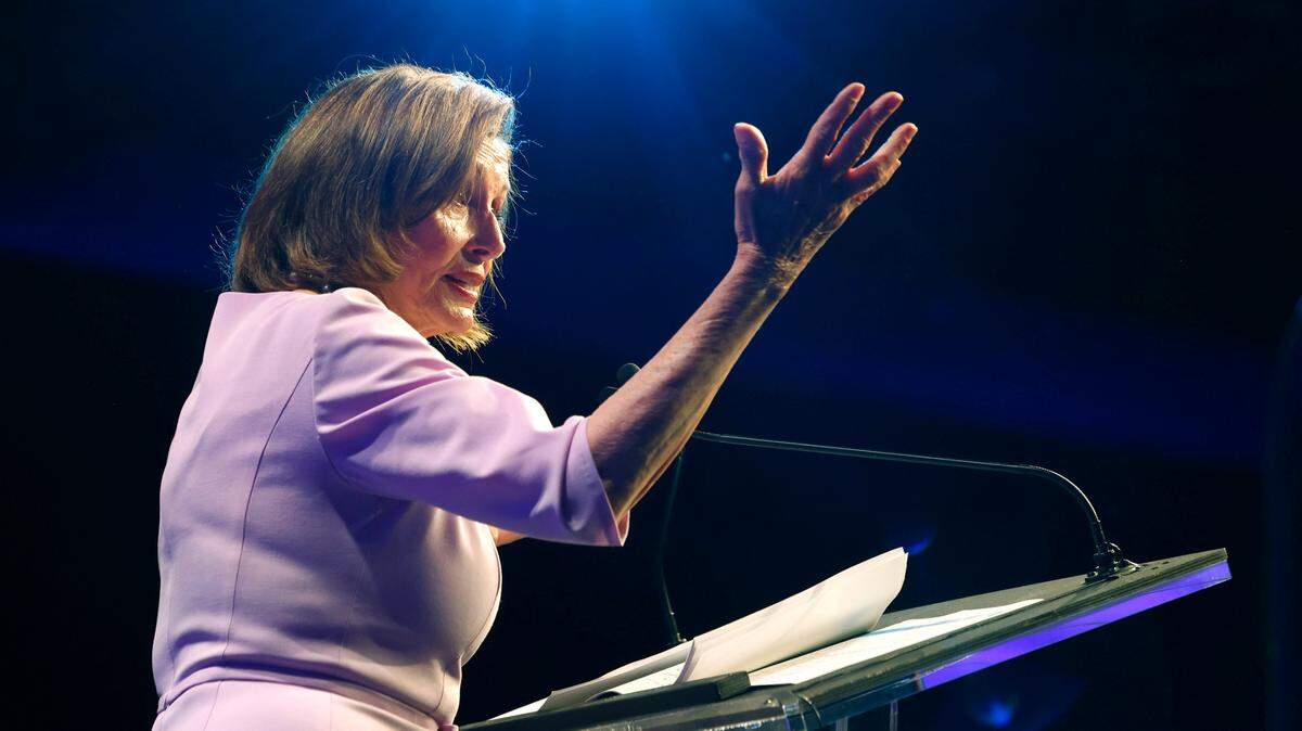 Former Democratic U.S. House Speaker Nancy Pelosi speaks during the North Carolina Democratic Party Unity Dinner at the Raleigh Convention Center Saturday, July 20, 2024