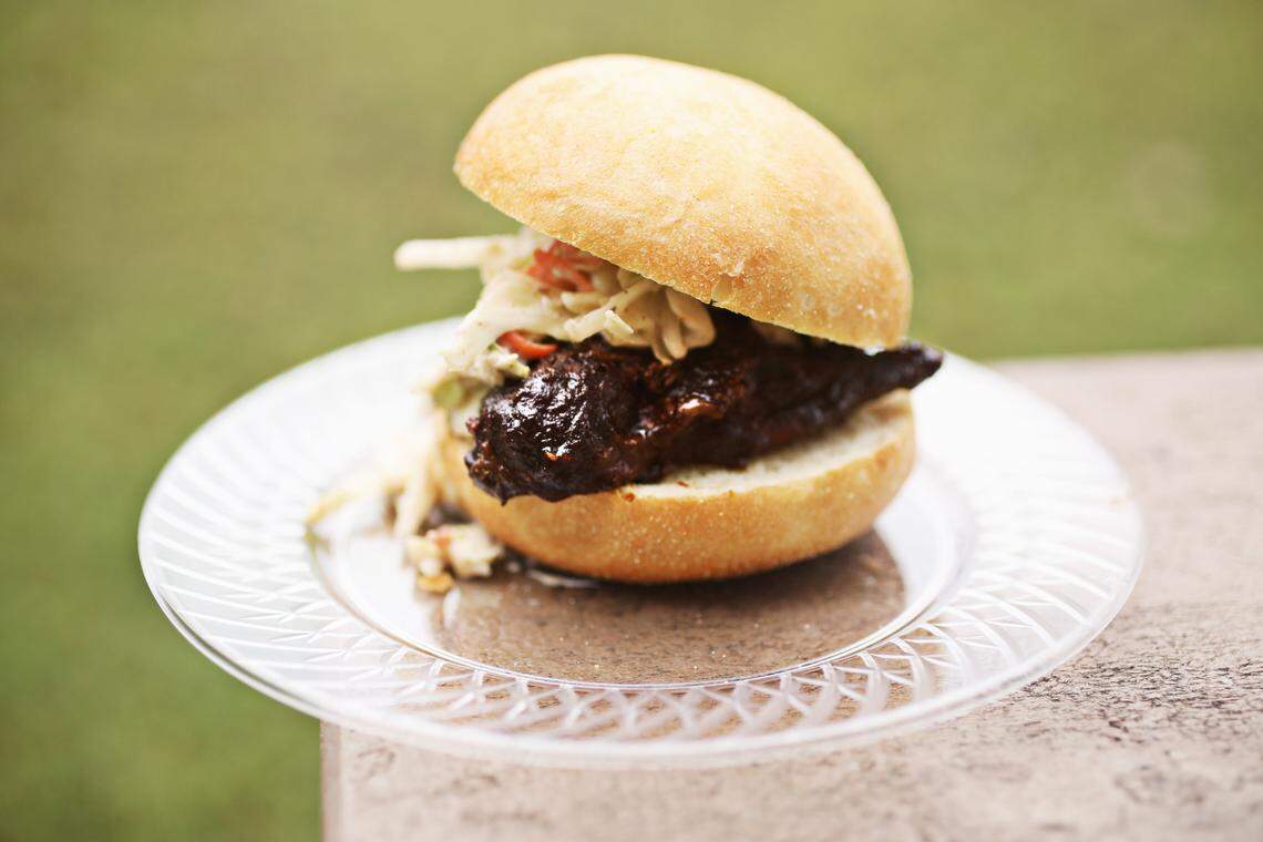 The Jerk BBQ Chicken Sliders with Tropical Slaw from Cool Runnings Jamaican is this year’s pick as Best New Food at The N.C. State Fair in Raleigh on Monday, Oct. 11, 2021.